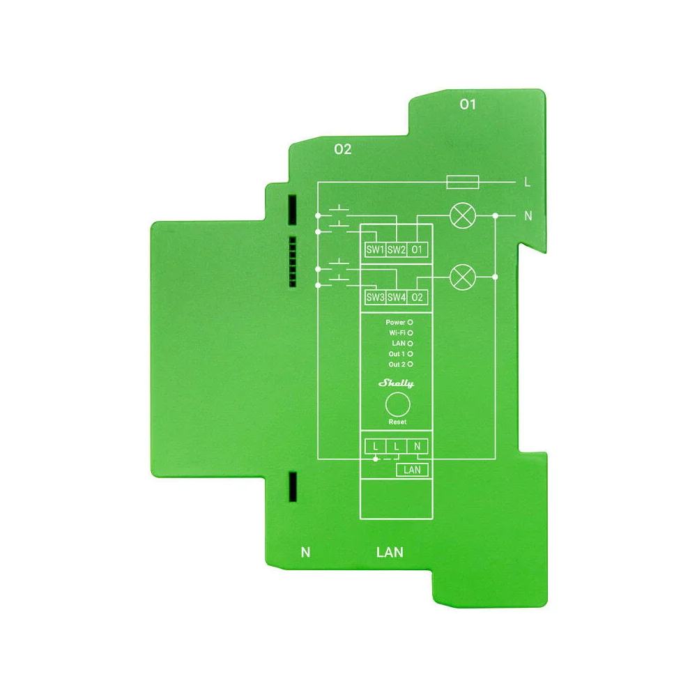 Shelly Pro Dimmer 2 DIN Rail Smart Switch, 2-channel 2 Shelly Pro Dimmer 2 DIN Rail Smart Switch, 2-channel