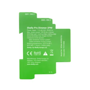 Shelly Pro Dimmer 2 DIN Rail Smart Switch, 2-channel